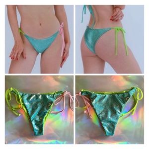 The Mighty Company Multi-Colored Glitter String Bikini Bottom NEW